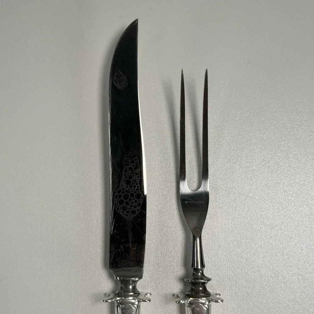 Vintage Antique Carving‎ Set Sterling Silver 1919 Victorian French Old World 12